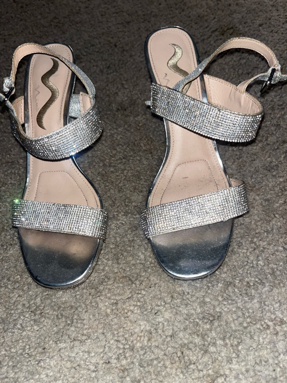 Nina Shoes Silver Crystal Strap Sandals